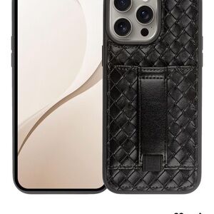 Black Woven Leather Phone Case
